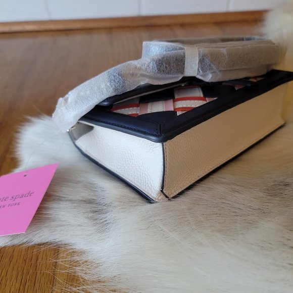 NWT Kate Spade Knott Woven Leather Flap Crossbody K6646 - Blazer Blue Multi - Picture 5 of 11